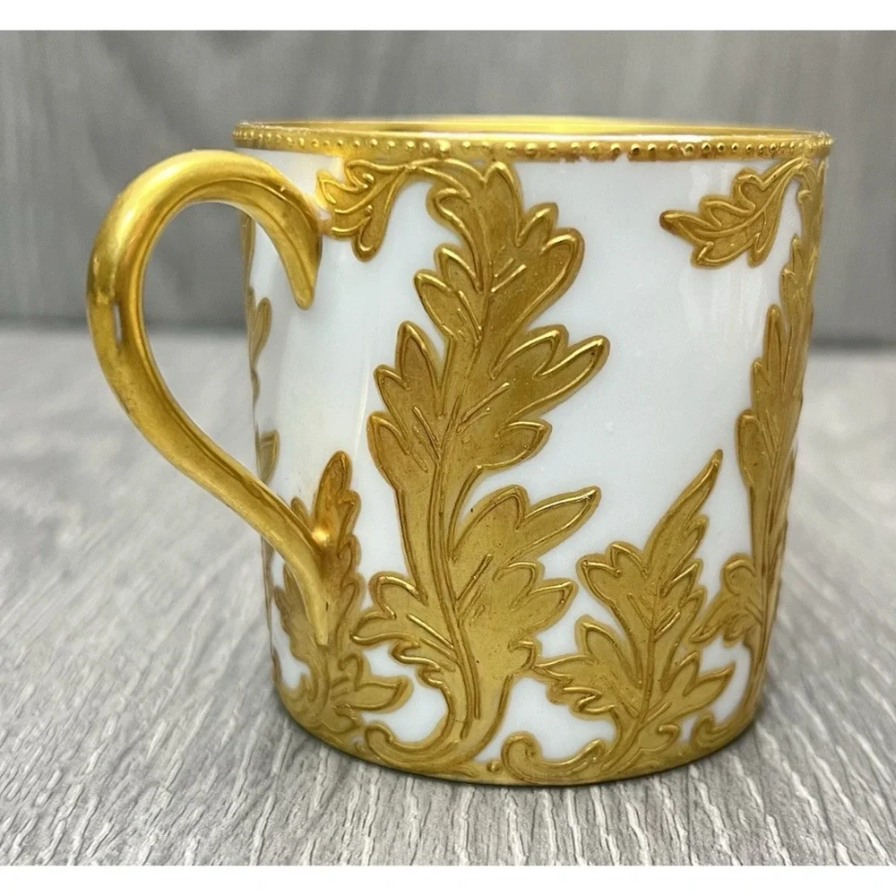 Limoges France Raphael Weill & Co San Francisco Gold Leaves Teacup & Saucer READ